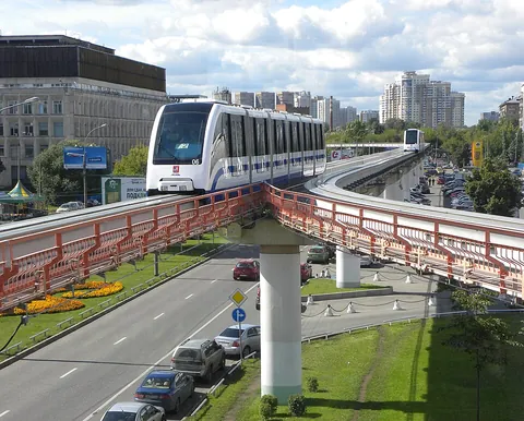 monorail: a railroad system where the trains run on one rail