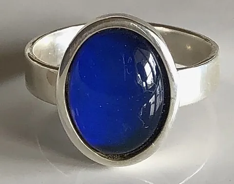 mood ring: a ring (piece of jewellery) containing a thermochromic element that changes colour in response to...