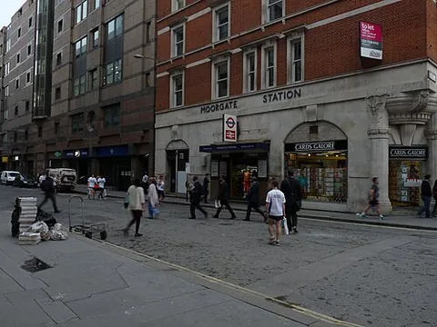 moorgate: an urban area, a railway station and street in the City of London, Greater London, named after a...