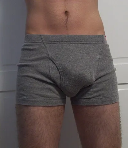 mooseknuckle: the visible bulge in a man's crotch, as a consequence of wearing tight pants