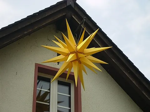 moravian star: a (usually illuminated) star, made of a geometric solid such as a rhombicuboctahedron to which a...