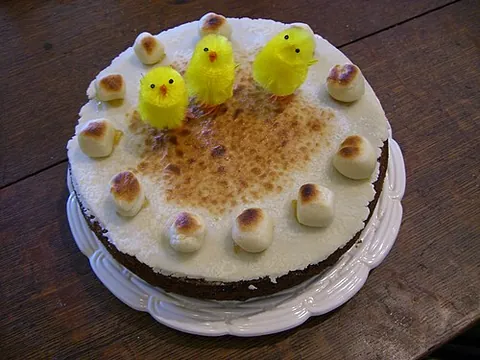 mothering-cake: a simnel cake; one of various dessert cakes eaten on Mothering Sunday