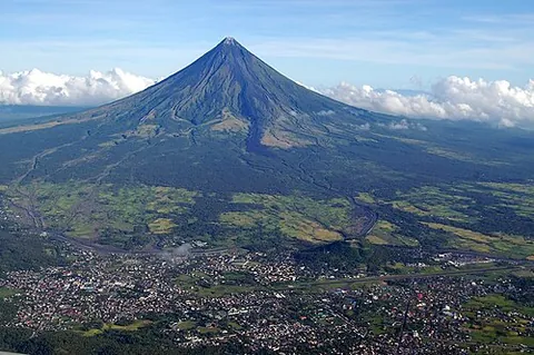 mount mayon: the most active volcano in the Philippines, located in Albay province and known for its almost...