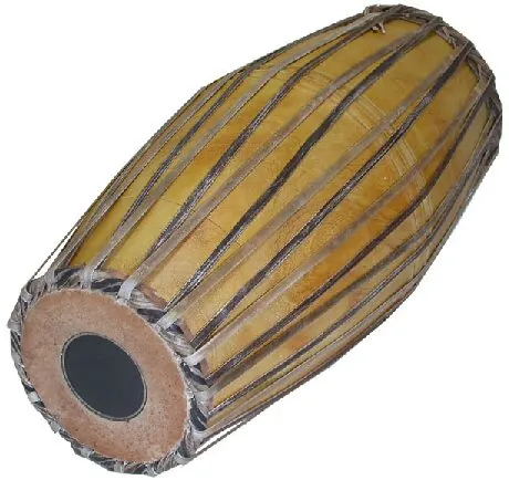 mridangam: a percussion instrument used in southern Indian music, consisting of a two-sided drum whose body is...