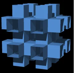 mucube: a regular skew apeirohedron with six squares around each vertex, formed by an infinite number of...