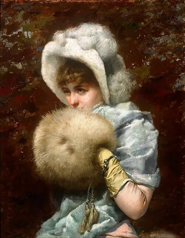 muff: a piece of fur or cloth, usually open at both ends, used to keep the hands warm