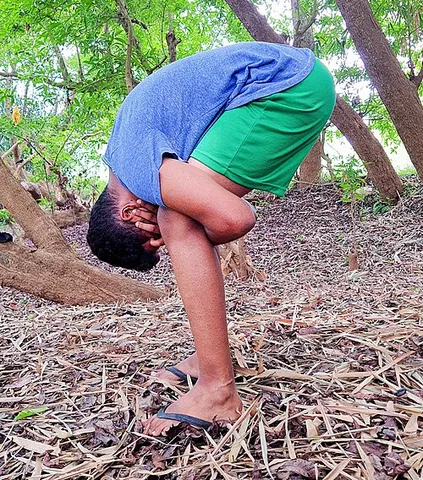 murga: a stress position used as corporal punishment in parts of South Asia. The punished person has to...