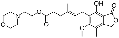 mycophenolate mofetil: a prodrug of mycophenolic acid, classified as a reversible inhibitor of inosine monophosphate...
