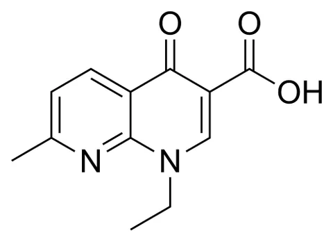 nalidixic acid: a synthetic quinolone antibacterial which inhibits the multiplication of bacteria, used to treat...