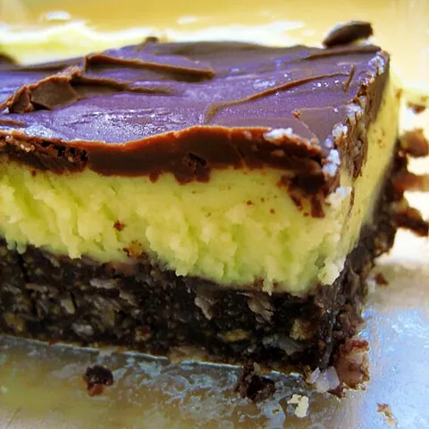 nanaimo bar: a chilled dessert confection consisting of a chocolate crumb-based layer, covered by a layer of...
