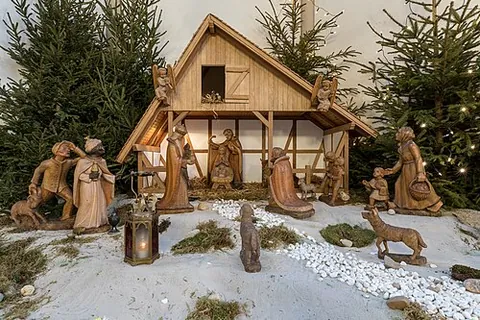 nativity scene: a depiction—which may be pictorial, dramatic, or by means of figurines—of the birth of Jesus Christ...