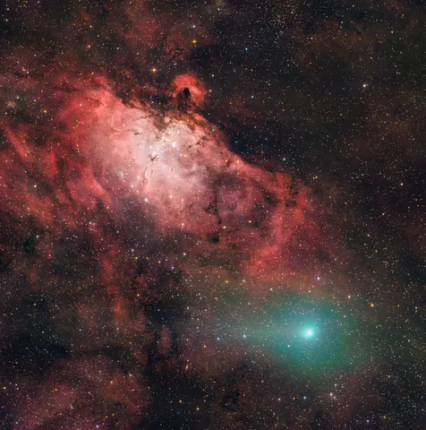 nebula: a cloud in outer space consisting of gas or dust (e.g. a cloud formed after a star explodes)
