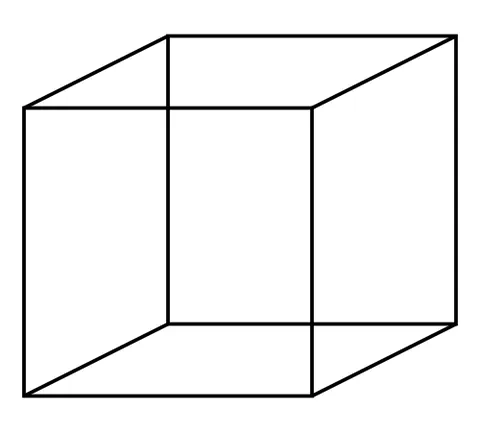 necker cube: an optical illusion consisting of a wireframe drawing of a cube, where a given face may be...