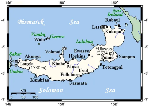 new britain: an island of Papua New Guinea