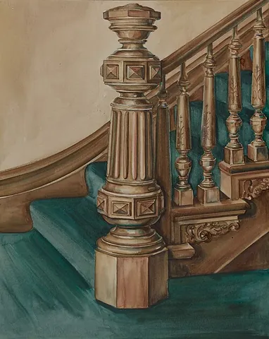 newel post: synonym of newel (either of two kinds of supporting post in a staircase)