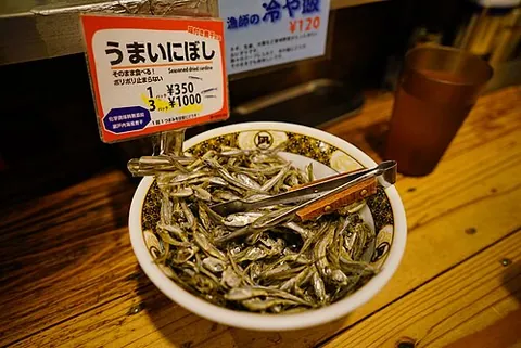 niboshi: japanese dried infant sardines, used in snacks and as seasoning for soup stocks and other foods