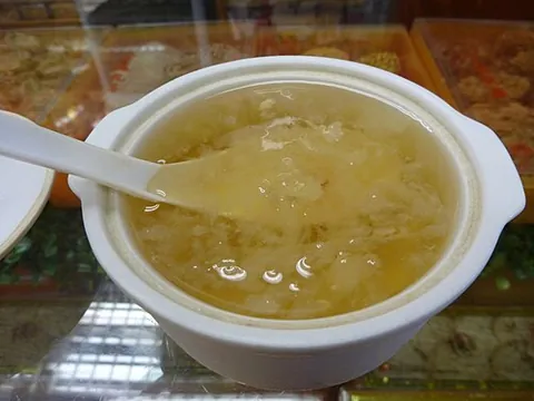 nido soup: bird's nest soup (Chinese soup made from edible bird's nest)