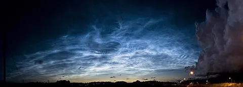 noctilucent cloud: clouds characterized by their electric-blue or silvery-white, wispy streaks, filaments, or ripples...
