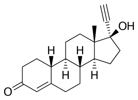 norethisterone: a synthetic steroid hormone, 19-nor-17α-ethynyltestosterone (C₂₀H₂₆O₂), which has actions similar...