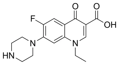 norfloxacin: a synthetic fluoroquinolone antibiotic structurally related to nalidixic acid, which is used...