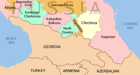 north caucasus: the northern part of the Caucasus region between the Black and Caspian Seas and within European...