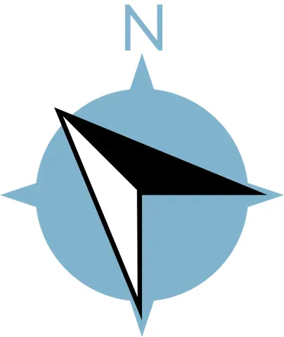 northwest: the intercardinal compass point halfway between west and north; specifically at a bearing of 315°
