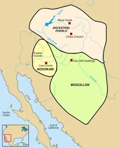 oasisamerica: a broad cultural area of pre-Columbian southwestern North America, between Utah and Chihuahua, and...
