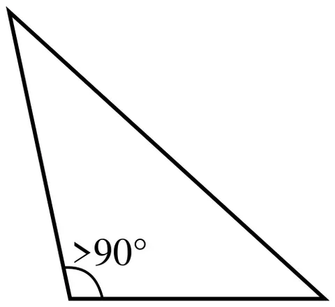 obtuse triangle: a triangle one of whose angles is obtuse