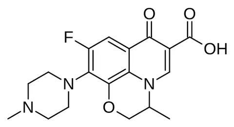 ofloxacin: a fluoroquinolone antibiotic C₁₈H₂₀FN₃O₄ composed of equal quantities of levofloxacin and...