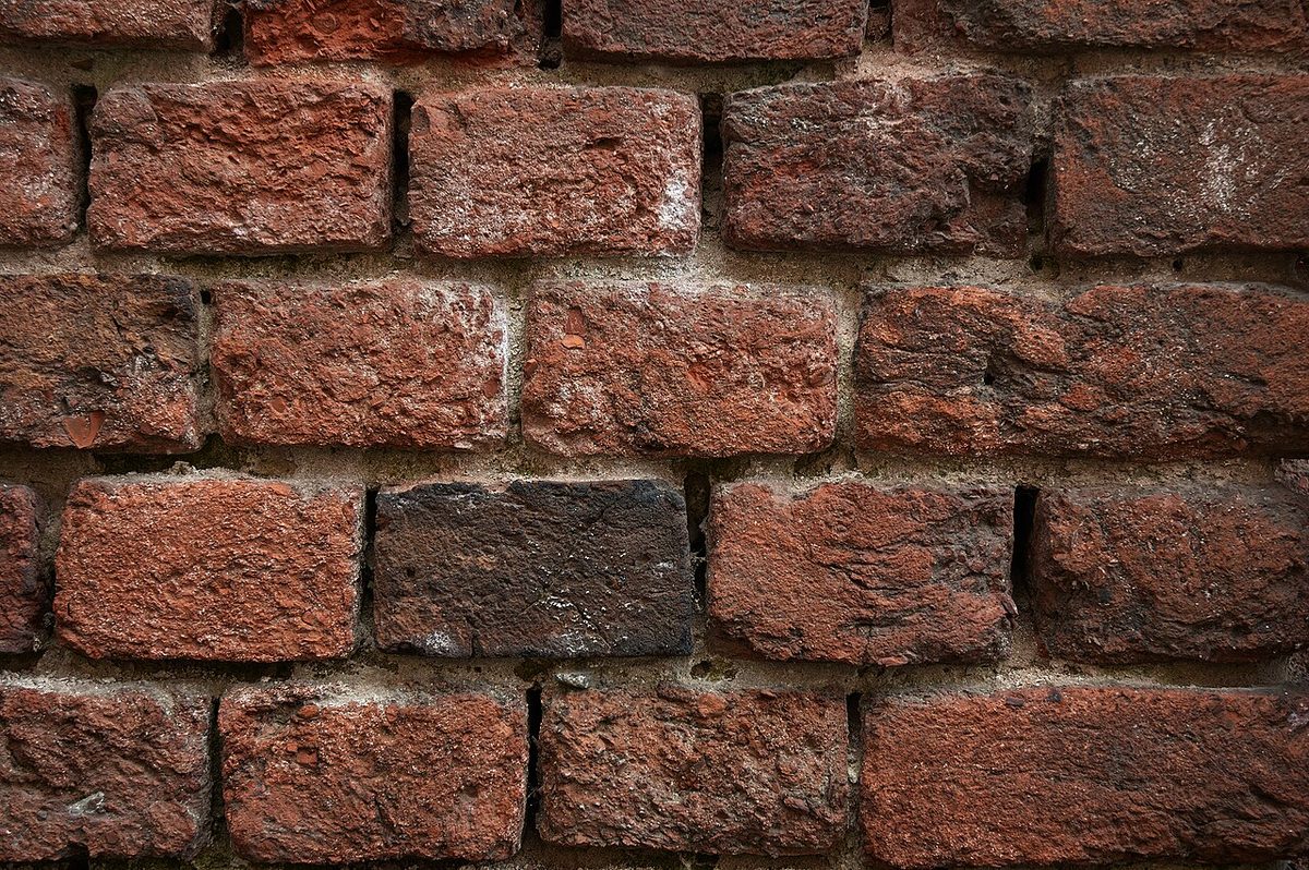 brickwork: a structure, or portion of a structure, that is made out of bricks
