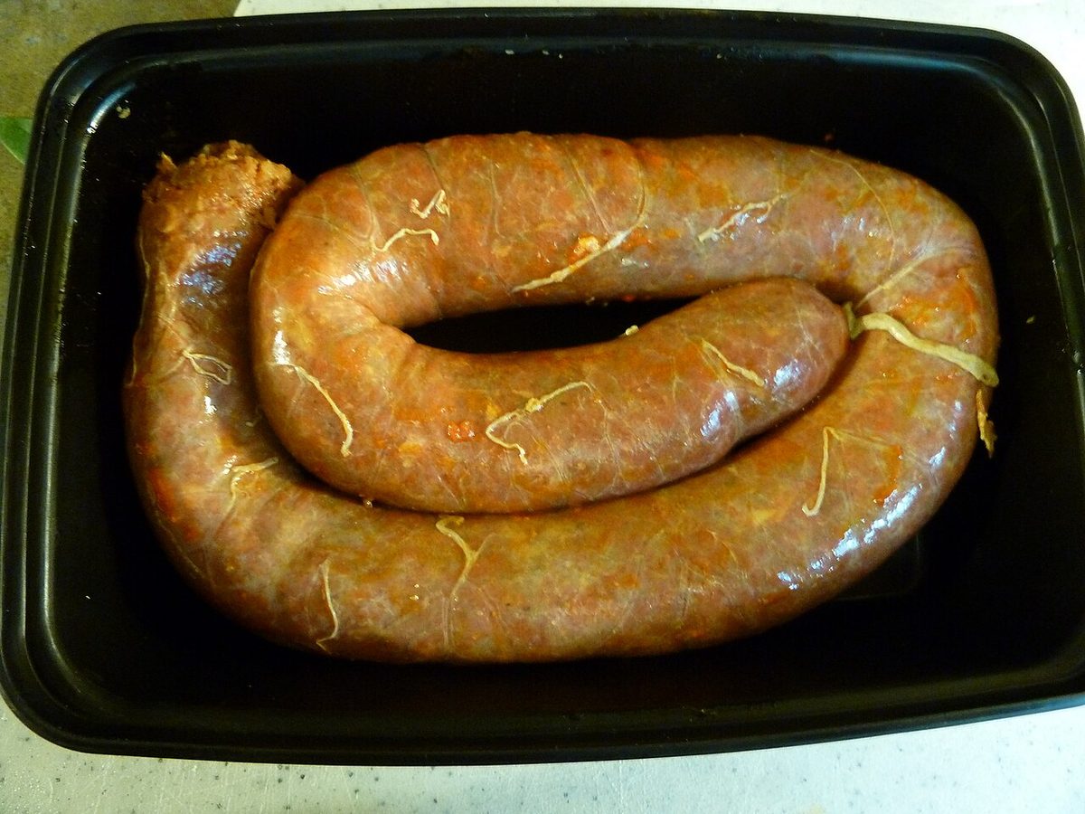 chorizo: a spicy Spanish sausage flavoured with paprika, often crumbled for use in filling tacos,...