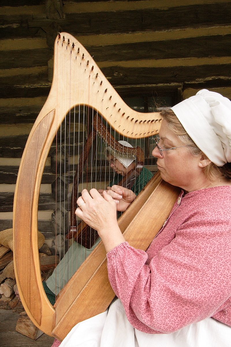 clarsach: a small triangular wire-strung harp of Gaelic origin