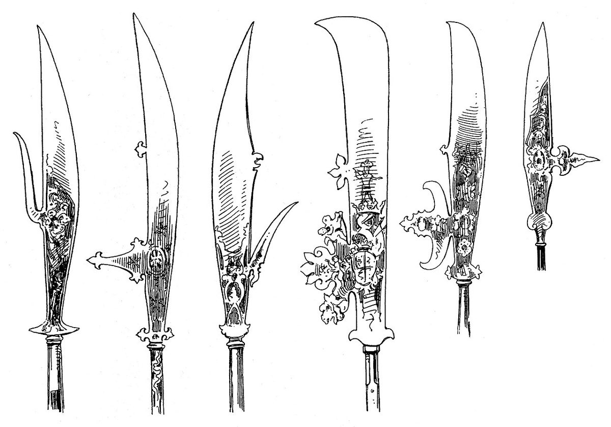 glaive: a light lance with a long, sharp-pointed head