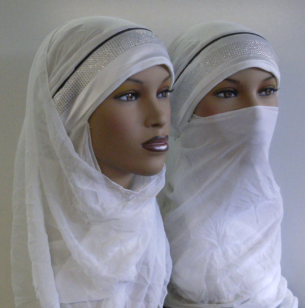 hijab: a traditional headscarf worn by Muslim women, covering the hair and neck