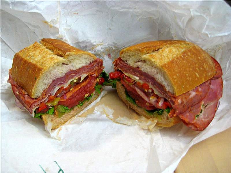 hoagie: a sandwich made on a long Italian bread or Italian roll