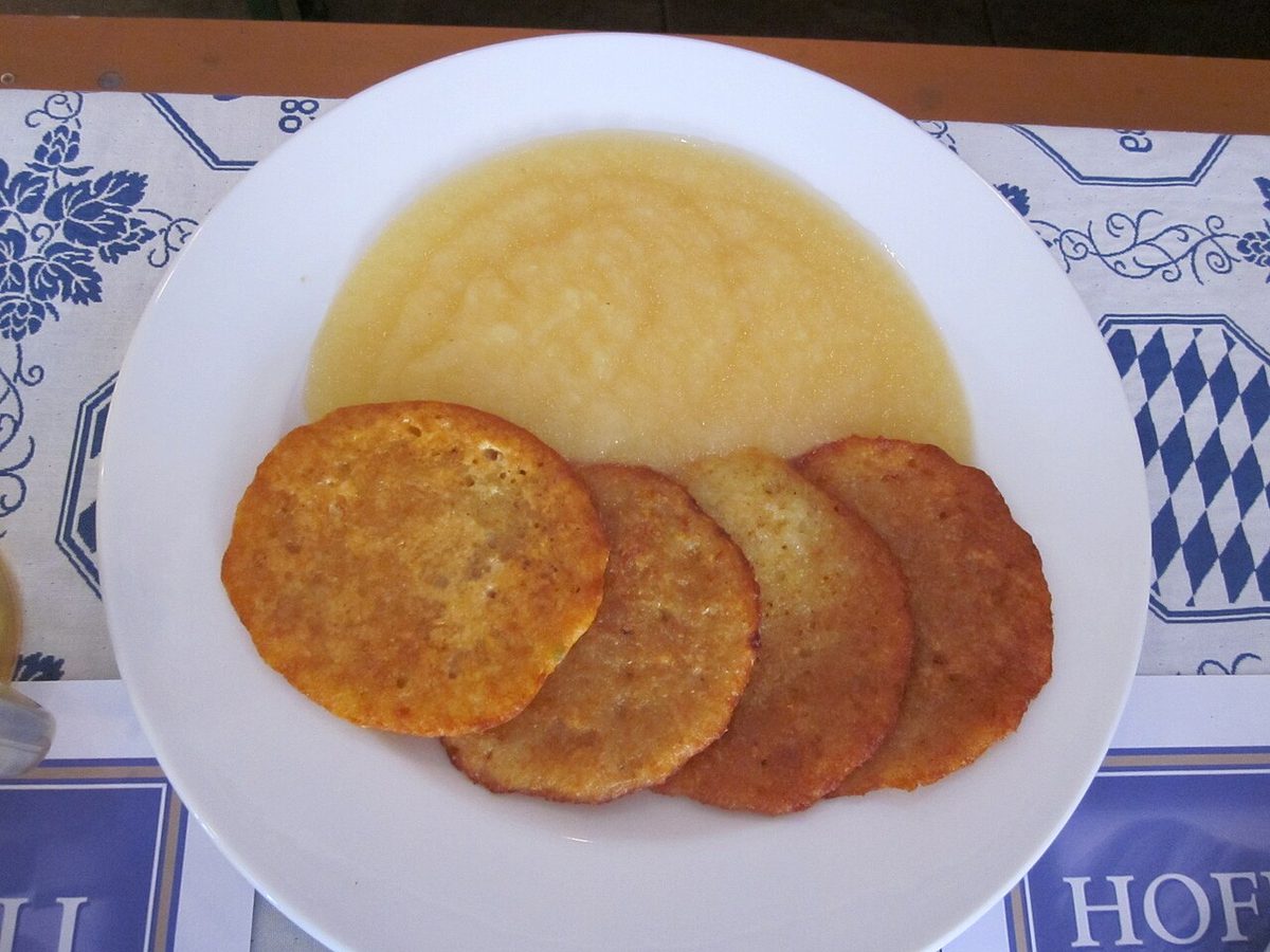 latke: a pancake fried in oil, usually made from potatoes and sometimes also onions, traditionally served...
