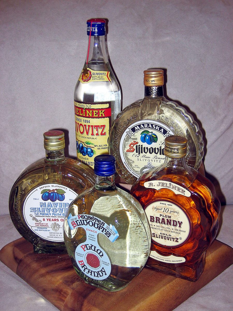 slivovitz: a type of rakija made mostly in Eastern European countries from distilled, fermented plum juice