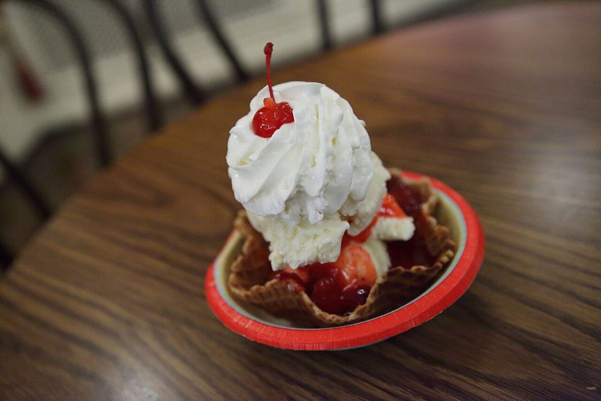 sundae: a dessert consisting of ice cream with various toppings