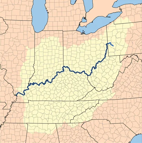 ohio river: a major river in the United States, flowing 981 miles from the confluence of the Allegheny and...