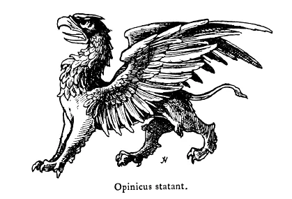 opinicus: a heraldic imaginary creature with an eagle's head, a short tail, and sometimes wings
