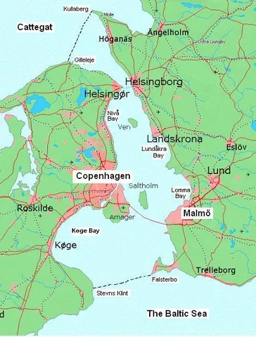 oresund: a strait in Northern Europe, which separates Denmark and Sweden