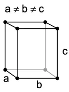 orthorhombic: having three unequal axes at right angles
