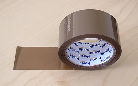 packing tape: a pressure-sensitive tape used for closing or sealing corrugated fiberboard boxes