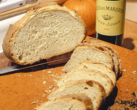 pain de campagne: a type of bread from France formed in large round loaves