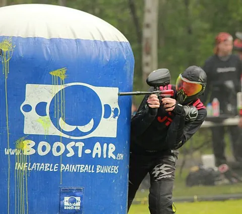 paintball: a sport where teams shoot each other with gelatin capsules filled with paint-like dye