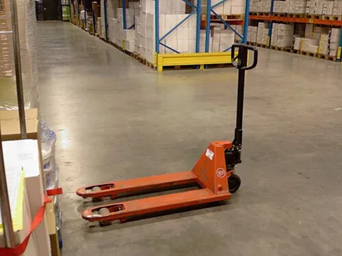 pallet jack: a manually operated device used to lift and move pallets chiefly within a warehouse; the most basic...