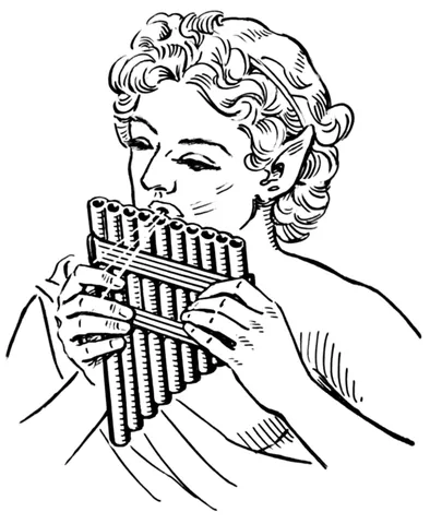 pan flute: panpipes, a musical instrument, played by mouth, comprising tubes arranged in order of length