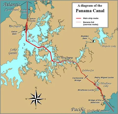 panama canal: a canal in Panama, that connects the Atlantic and Pacific Oceans