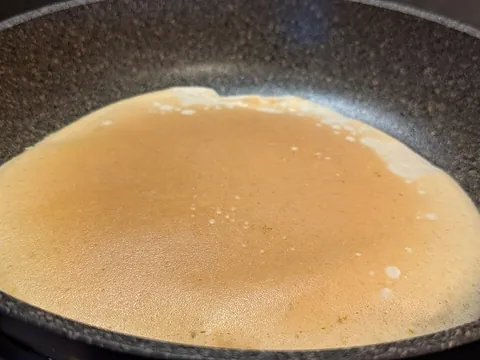 pancake: an thin batter cake similar to a crepe, typically unleavened
