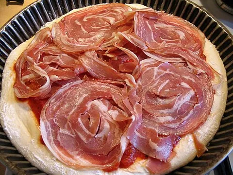 pancetta: a cured belly or pork; bacon
